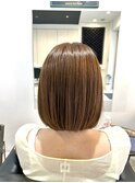 オレンジベージュ×大人ボブ