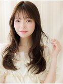 韓国風巻き抜け感毛先パーマ小顔フェミニンロングZ戸頭30代40代