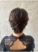 結婚式お呼ばれ編み込みシニヨン／ヘアセット/シニヨン/アレンジ