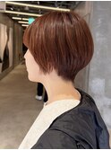 オレンジブラウンくびれショート骨格補正マッシュショートボブ