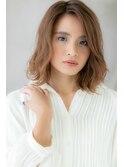 外国人風インナーカラー小顔ワンレンロブヘアY上尾10代20代30代