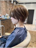 《30代40代》白髪ぼかしハイライト×前下がりボブ【イケダ】