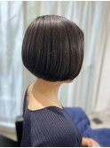 30代40代50代大人可愛い前下りボブ白髪ぼかしアースカラー