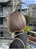 【ケアブリーチ1回】切りっぱなしボブアッシュグレージュ