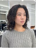 くせ毛活かしヘア ミディアム グレーベージュ