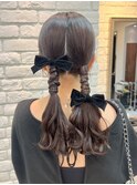 リボンで可愛く！個性的に！タイトツインアレンジ