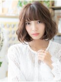 くせ毛風斜めバングくすみカラー小顔大人ボブc6戸頭20代30代40代