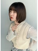 内巻きボブ/艶髪/顔まわりレイヤー/ベージュカラー