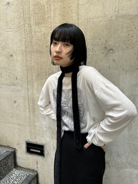 メゾンアクア 表参道(Maison ACQUA) ◎ミニボブウルフカットワイドバングブルーブラック