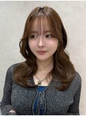 ミニウルフチェリーブラウンブリーチなしレイヤー韓国前髪/銀座