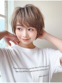 大人かわいい小顔ひし形金髪ショートボブ20代30代40代表参道