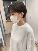 大人可愛いコンパクトショート丸みマッシュショートグレージュ