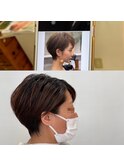 耳掛けショートヘアなるべく希望によせて頑張ります