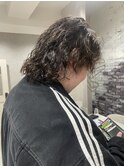 メンズミディアムウルフツイストスパイラルパーマ