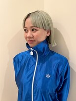 ハイトーンカラー マッシュボブ ぱっつん前髪 アースカラー 銀座