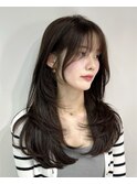 大人色気ヘアざくざくレイヤー小顔前髪オリーブグレージュ