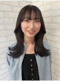 韓国風ミディアム/韓国/ミディアム/暗髪