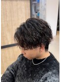 大分メンズツイストスパイラルパーマ刈らないショートマッシュ