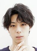 黒髪×アップバング×ニュアンスパーマ【表参道/青山/渋谷】