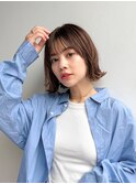 フレンチボブシックボブ前髪あり丸顔くすみベージュK20251101