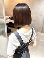エン バイ ユアーズヘア 銀座店(eN° by youres hair)&nbsp;前下がりボブ 切りっぱなしボブ 地毛風ストレート 縮毛矯正ボブ