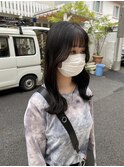 韓国ミディアムヘアヨシンモリグレージュカラー韓国2wayバング
