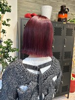 ヲタク(wotaku.)&nbsp;レッドカラー赤髪暖色カラーカシスカラーチェリーレド外はねボブ