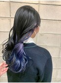 ブルージュインナーカラーツートンカラーくすみブルーネビージュ