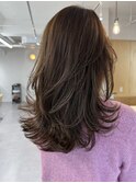 ラベンダーベージュ韓国ヘア髪質改善レイヤーカットグレージュ