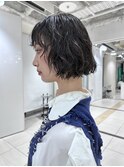 ミニボブミニウルフレイヤーパーマデジタルパーマ黒髪