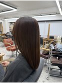 セミロングレイヤー　ブラウンベージュ