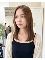 零秒女髪 千里丘店 髪質改善カラーで叶える上品セミロング艶髪美髪艶カラー艶感