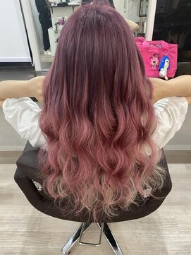 ヘアーデザイン ジェルム(Hair Design germe) ピンクグラデーション×ホワイトインナー #HIYORI