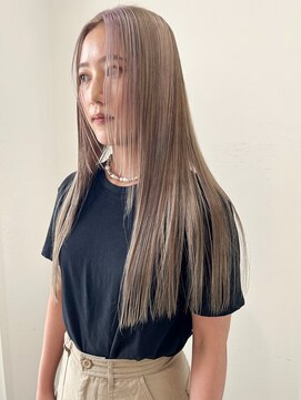 アイヴィ 表参道(IVY) ワンレングス ケアブリーチ ベージュハイライト