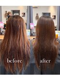 ナチュラルストレートブラウンうるツヤトリートメント髪質改善