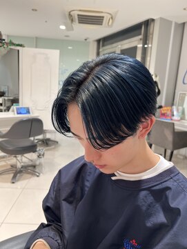 エアー 青山(AIR) メンズセンターパート/ブルーカラー/ブルーブラック/韓国ヘア