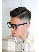 アップバングサイドパート1ミリフェードアッシュブラック