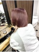 切りっぱなしボブ エアリーロング 美髪 ピンクブラウン