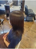 ハイライトミディアムヘアボブウルフネビージュ小顔ワンレン