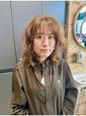 オレンジベージュ/フレンチカーリー/女子パーマ