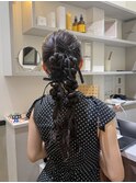 ヘアアレンジ/編みおろし/ポニーテール/ツイン
