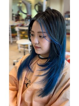 ヘアーステージ シーオーアル レイヤーブルーバレイヤージュ。
