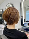 小顔見せ◎前下がりタイトショート×艶髪ケア