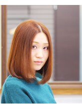 美容室 ドリームスタイル 倉敷店 顔を包むワンカール×オレンジベージュカラー