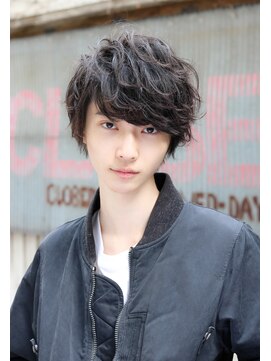 ネイビー(NAVY) サイドパートショートミディ フェザーマッシュ ラフスパイラル