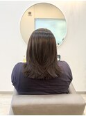 透明感アッシュ　髪質改善　縮毛矯正　ストレート　ミディアム