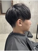 メンズ/アップバング/ツーブロックマッシュ/束感ショート波巻き