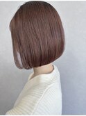 ピンクブラウン*前下がりボブ
