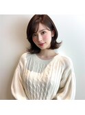 イメチェン黒髪こなれミディボブルフ前髪ワンレンネビージュ小顔