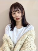 ピンクブラウン/暖色カラー/切りっぱなし/フェイスレイヤー